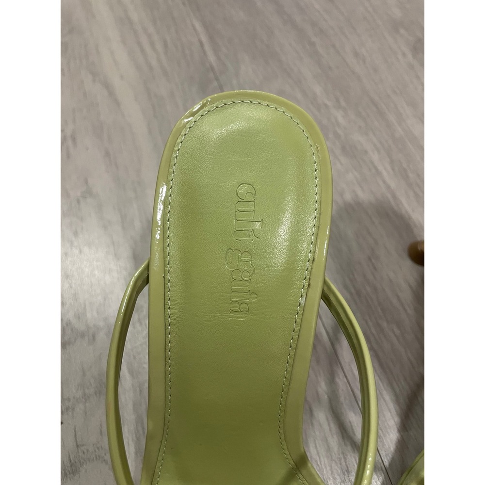 Cult Gaia Jila Lime Green Patent Leather Square Toe Gold Stiletto Heel Sandal 35 - Picture 3 of 7
